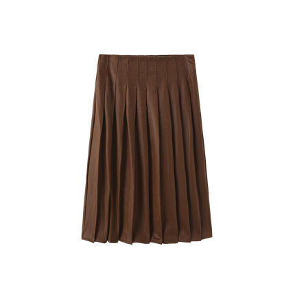 Pebbled Leather Pleated Skirt