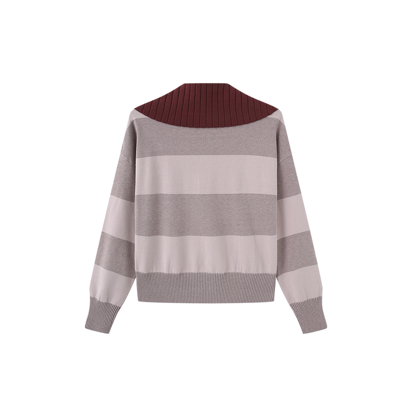 Stripe Contrast Collar Knit Sweater