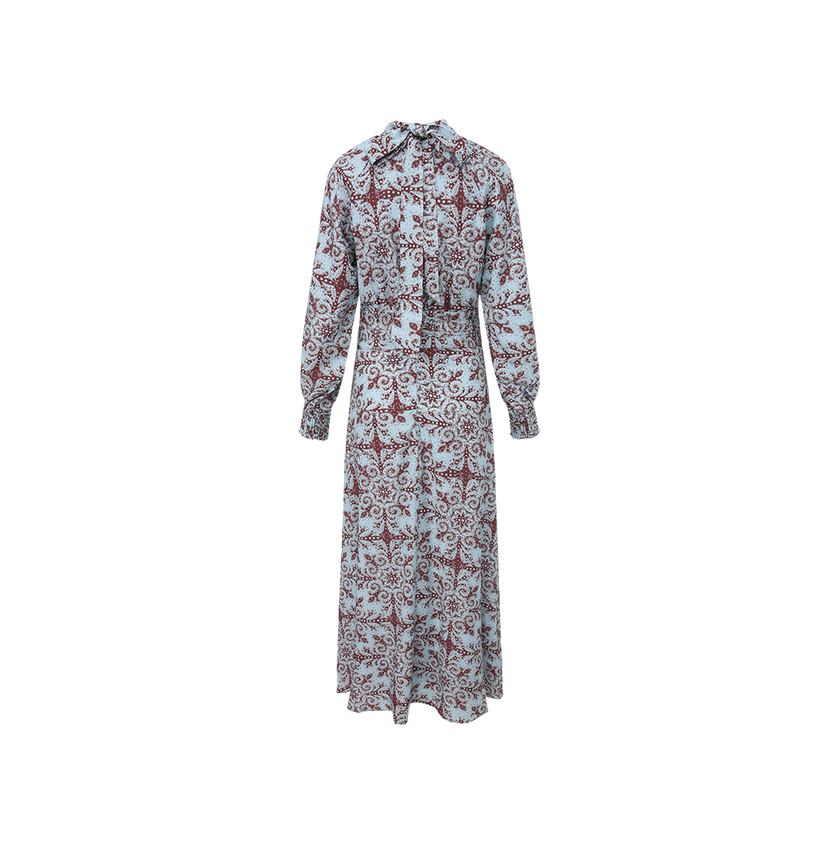 Printed Waist Detailing Dress