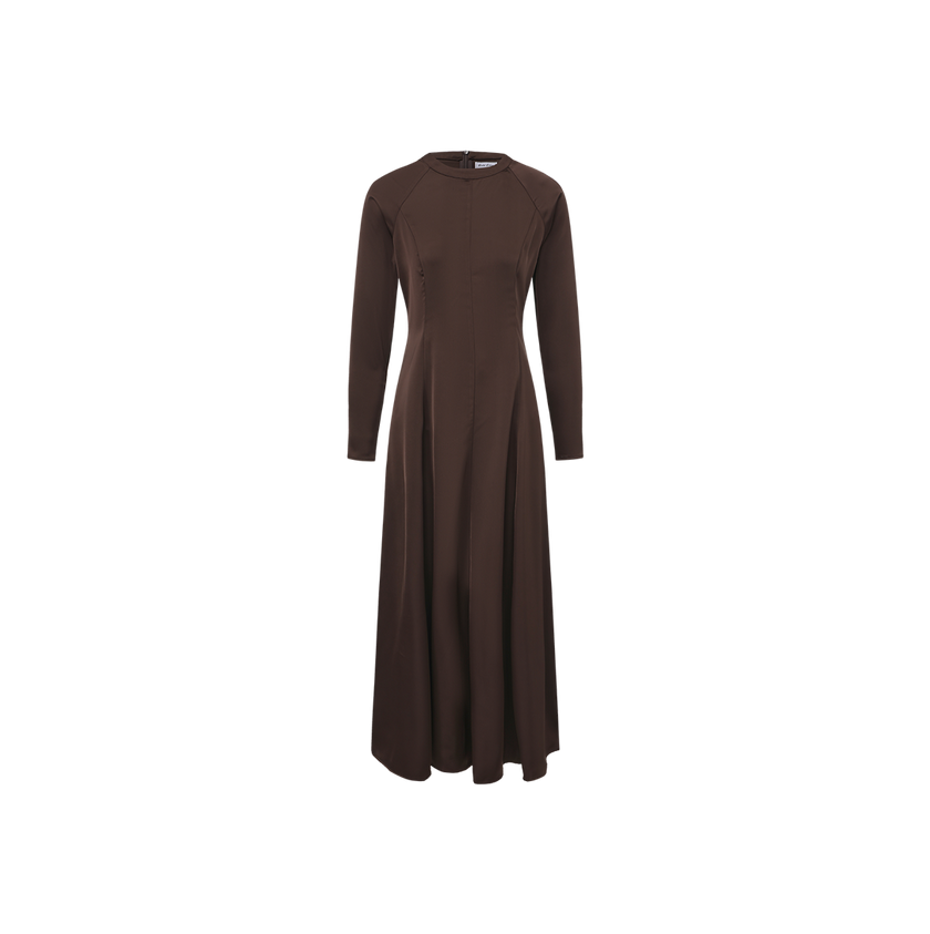 Silk Seam Detailed A-Line Dress