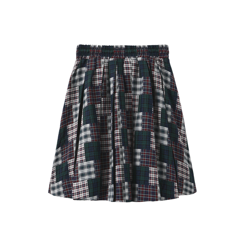 Frit Patchwork Pleated Skirt