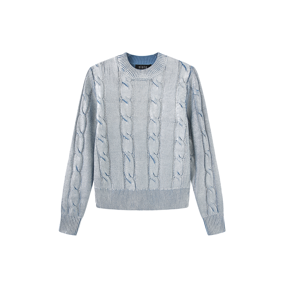 Metallic Cable Knit Sweater