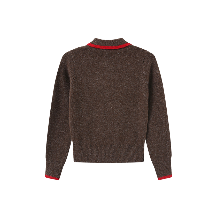 Knit Collared Crest Sweater