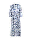 Waisted Tiered Printed Midi Dress
