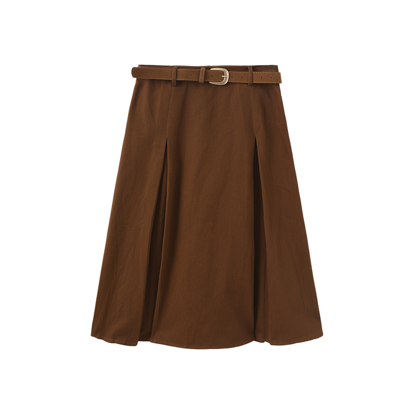 Short Pleated Denim Skirt