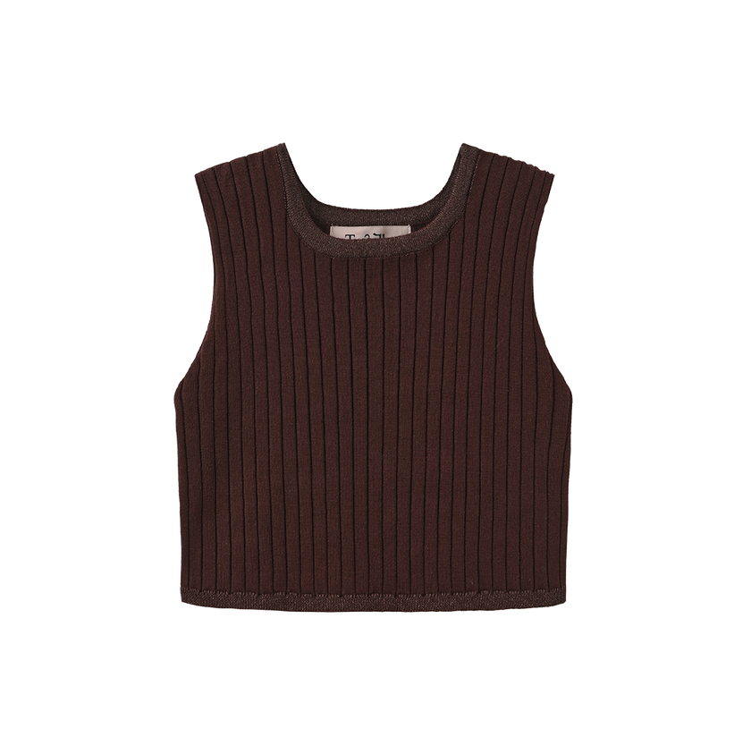 Tam Knit Ribbed Trim Vest