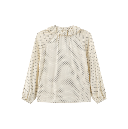 Polka Dotted Neck Bow Blouse