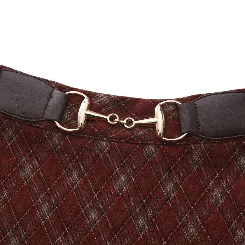 Belted Plaid Wool Skirt