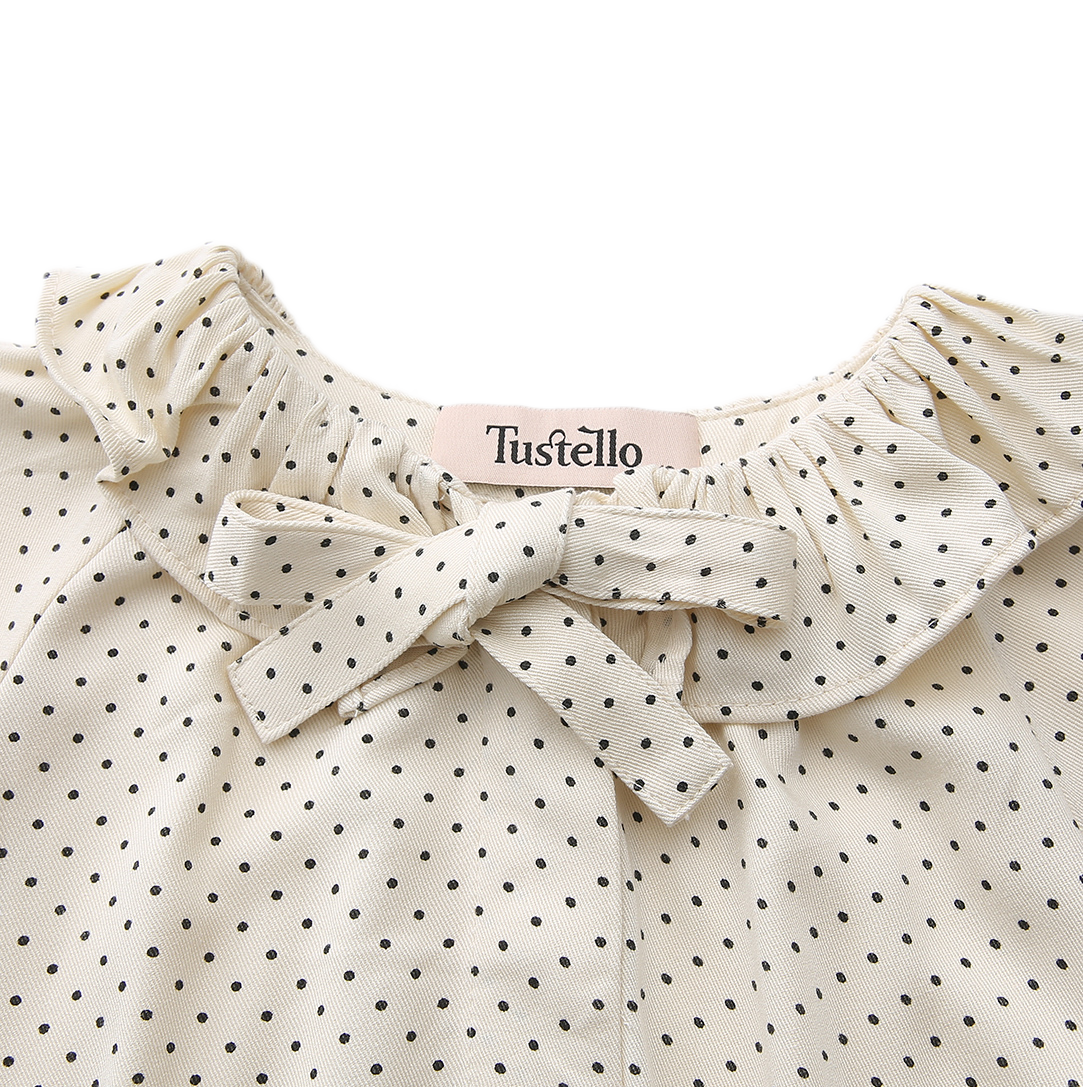 Polka Dotted Neck Bow Blouse