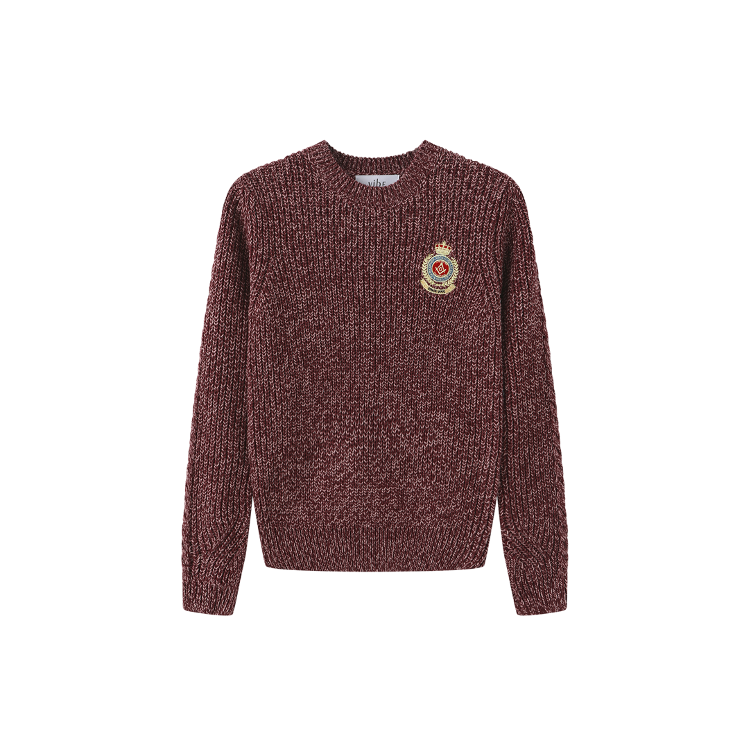 Marled Big Patch Knit Sweater
