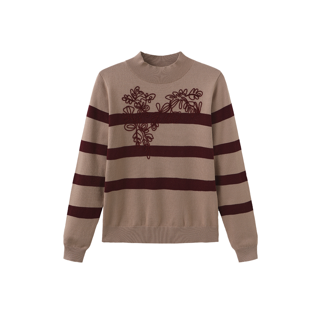 Floral Embroidered Stripe Sweater