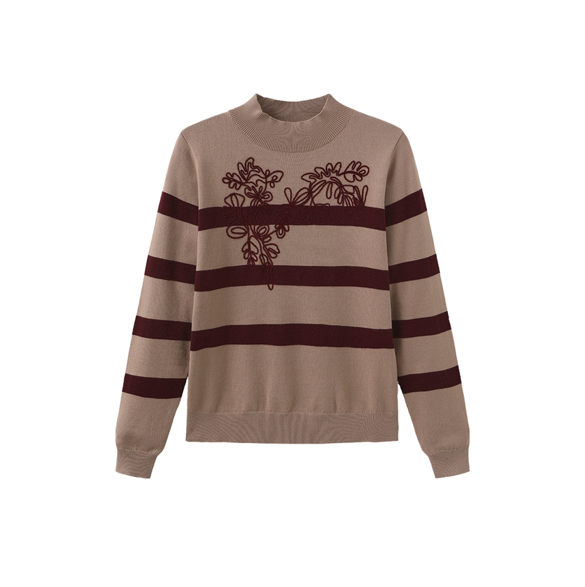 Floral Embroidered Stripe Sweater