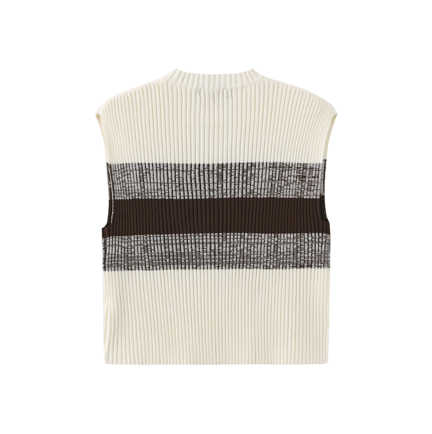 Ribbed Knit V-neck Vest