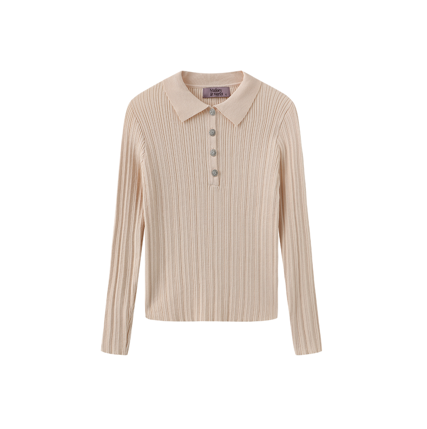 Mica Ribbed Knit Ruffle Collar Sweater