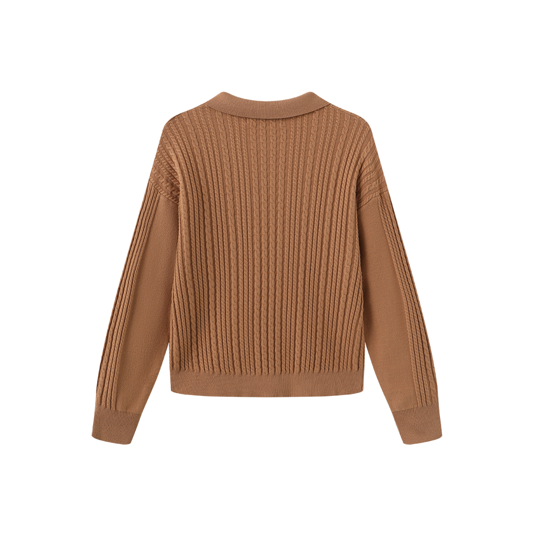 Cable Knit Flat Collar Sweater