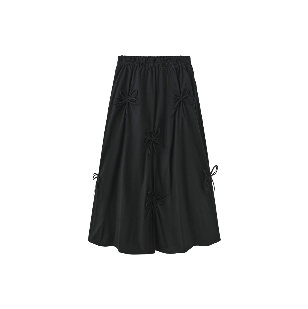 Poplin Bow Detailed Midi Skirt