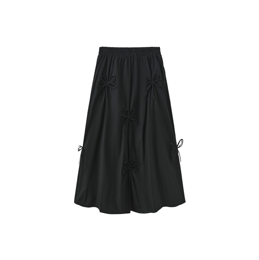 Poplin Bow Detailed Midi Skirt