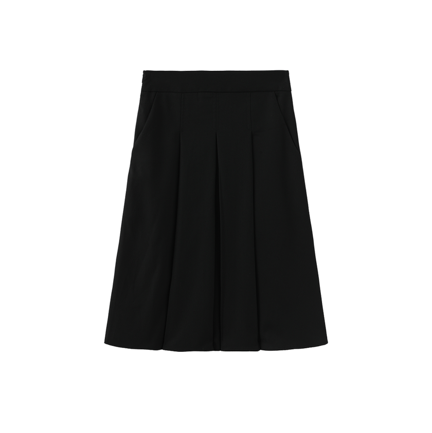 Pez Wool Box Pleated Skirt