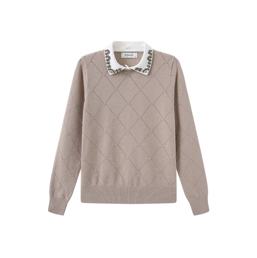 Gem Collar Detailed Sweater