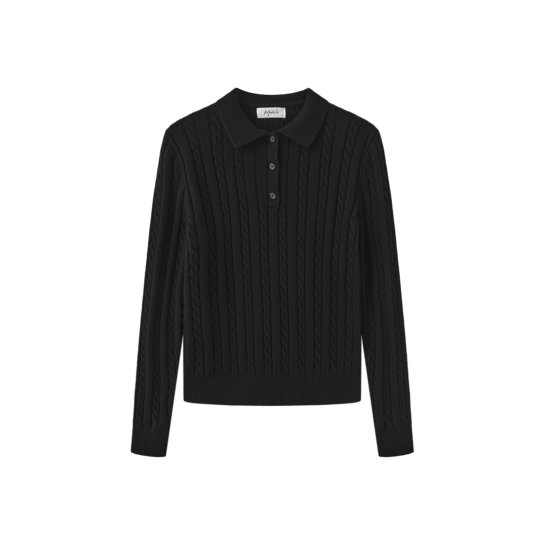 Cable Knit Polo Sweater