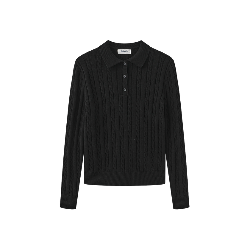 Cable Knit Polo Sweater