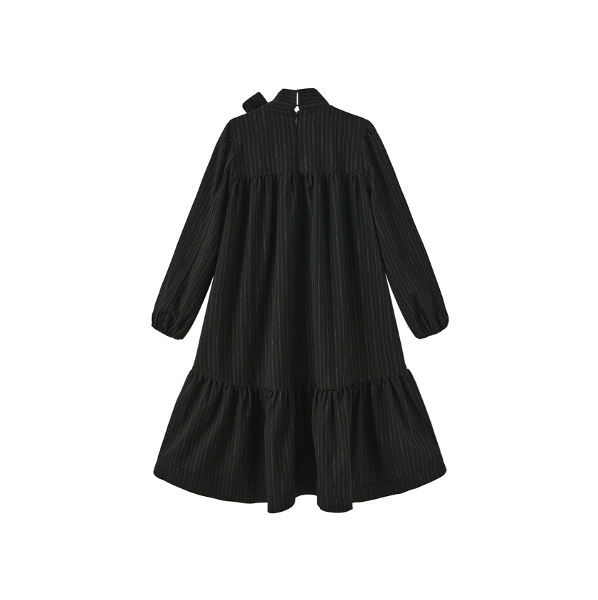 Neck Bow Bottom Tier Dress