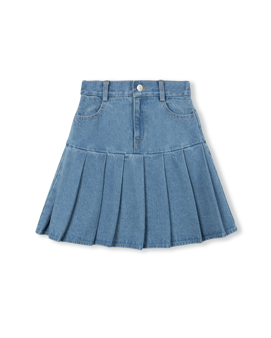 Denim Drop Yolk Pleated Skirt