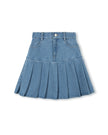 Denim Drop Yolk Pleated Skirt