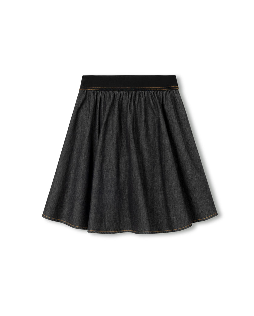 Denim Wide Elastic Band Skirt