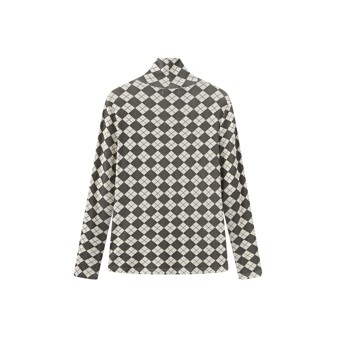 Argyle Print Turtleneck