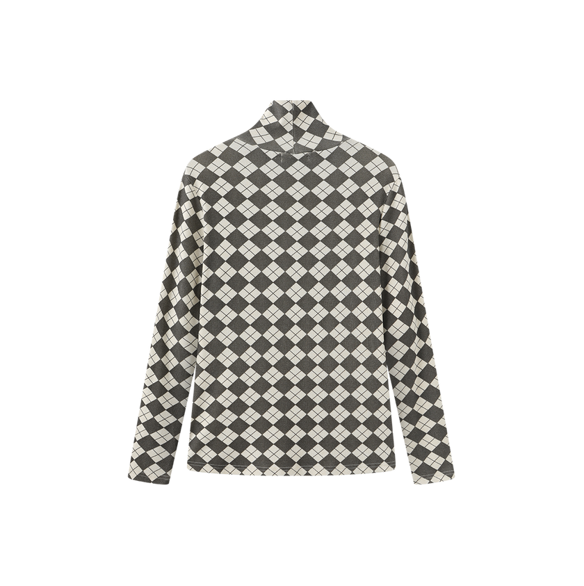 Argyle Print Turtleneck