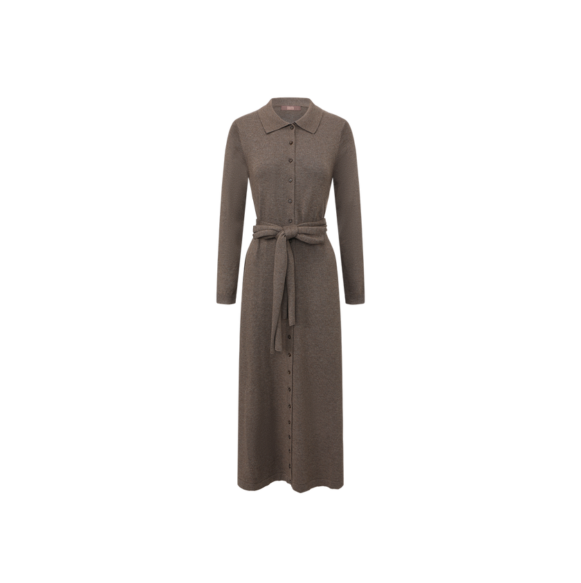 Thin Knit Aline Belt Dress