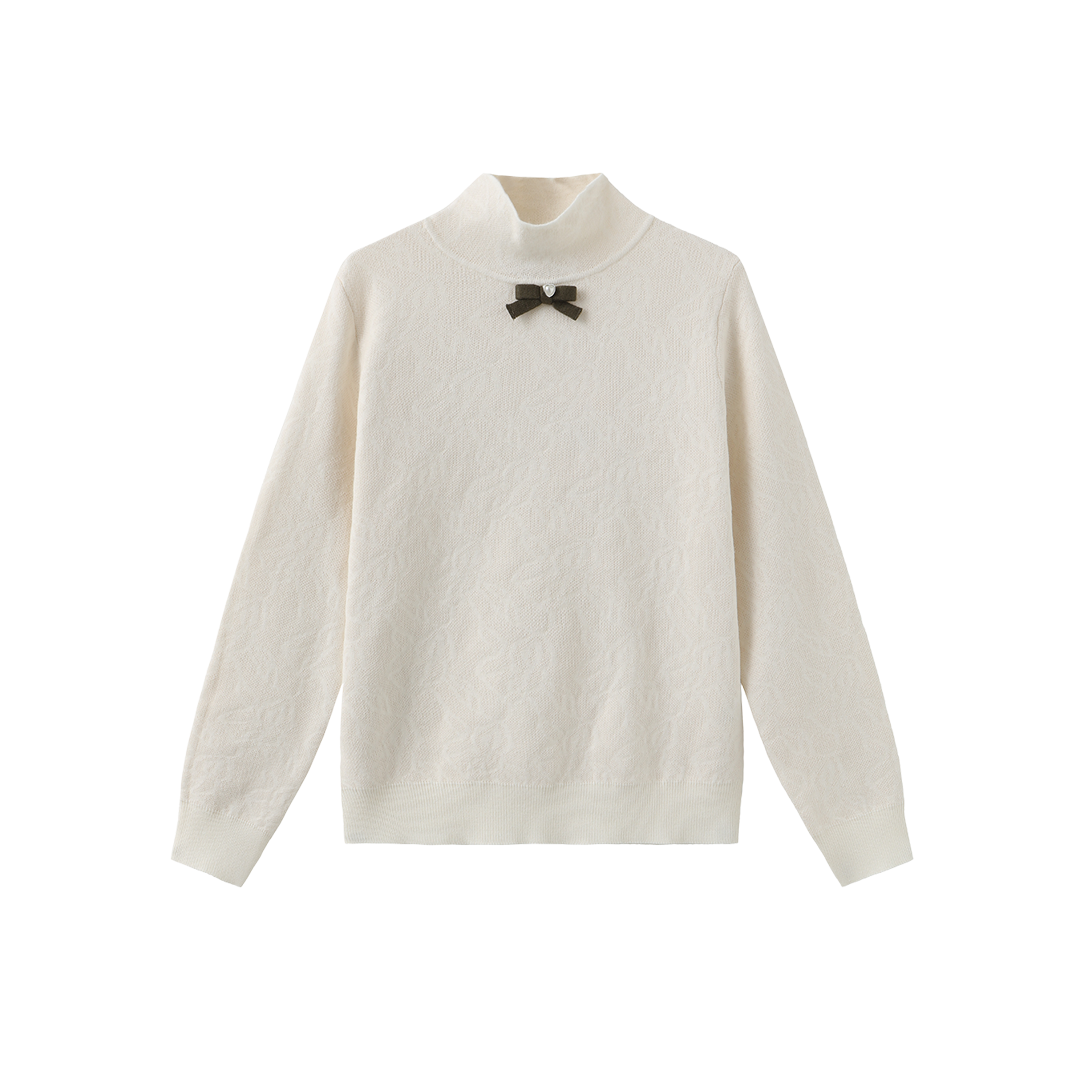 Neck Bow Knit Turtleneck