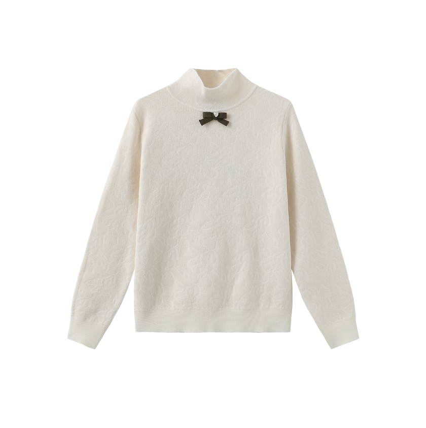 Neck Bow Knit Turtleneck