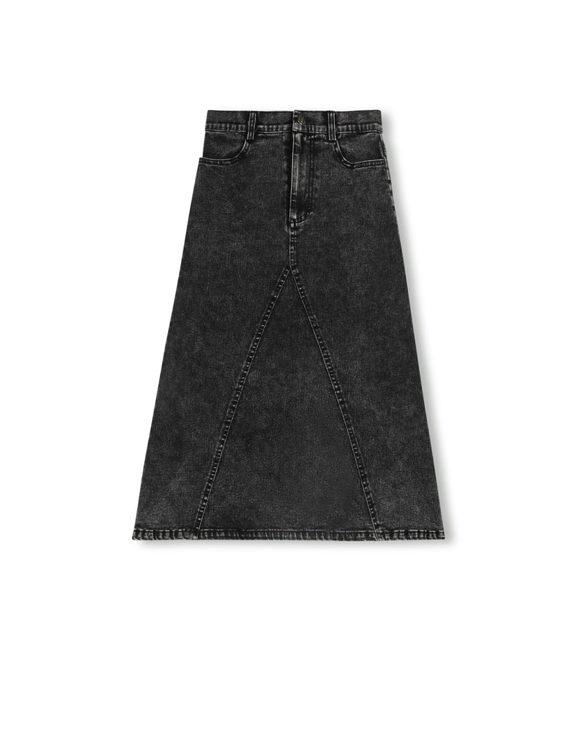 Pocket V Seam Denim Skirt