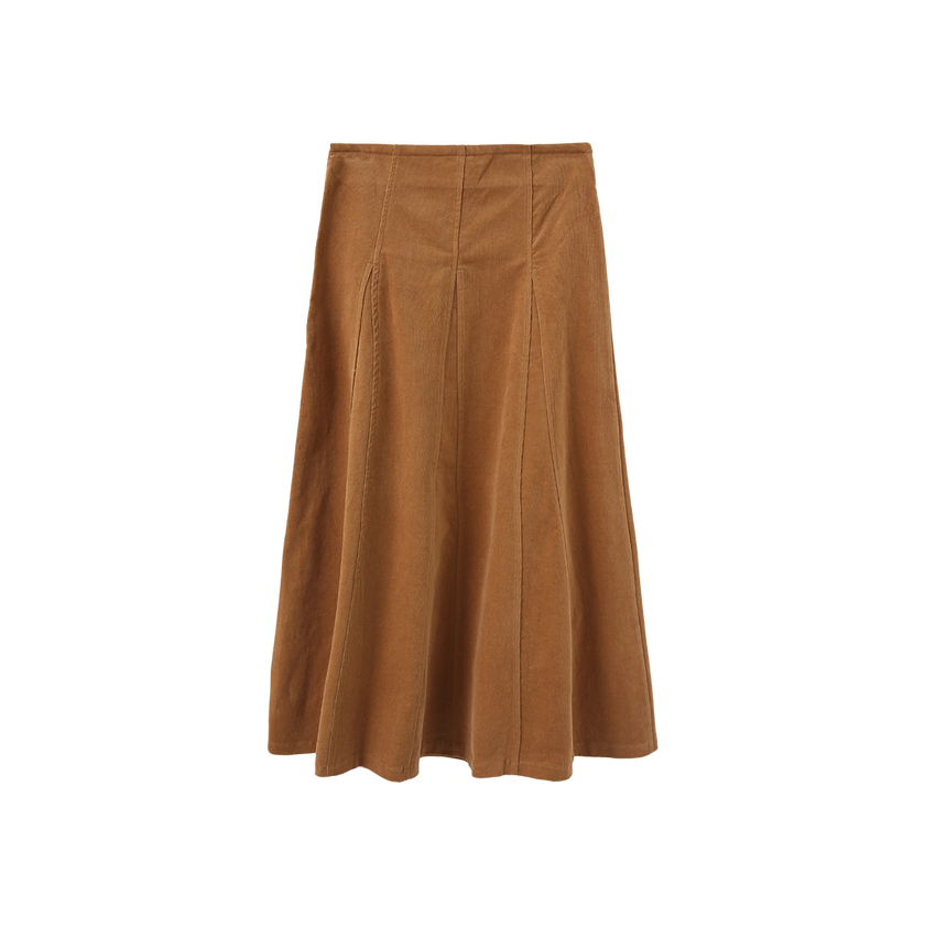 Corduroy Panel Midi Skirt