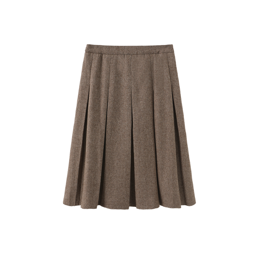 Depot Herringbone Pleated Skirt