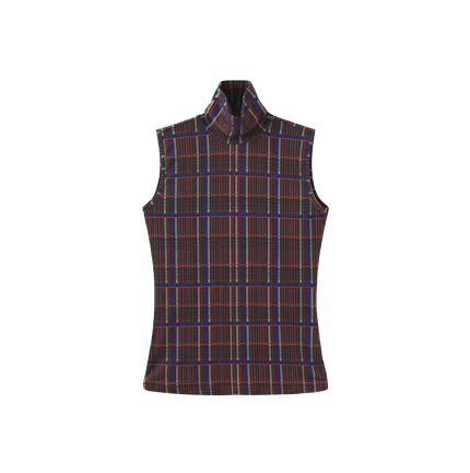Plaid Sleevless Turtleneck