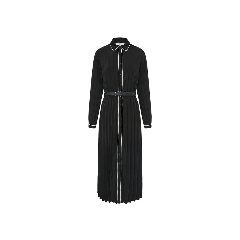 Pleated Belt Dress