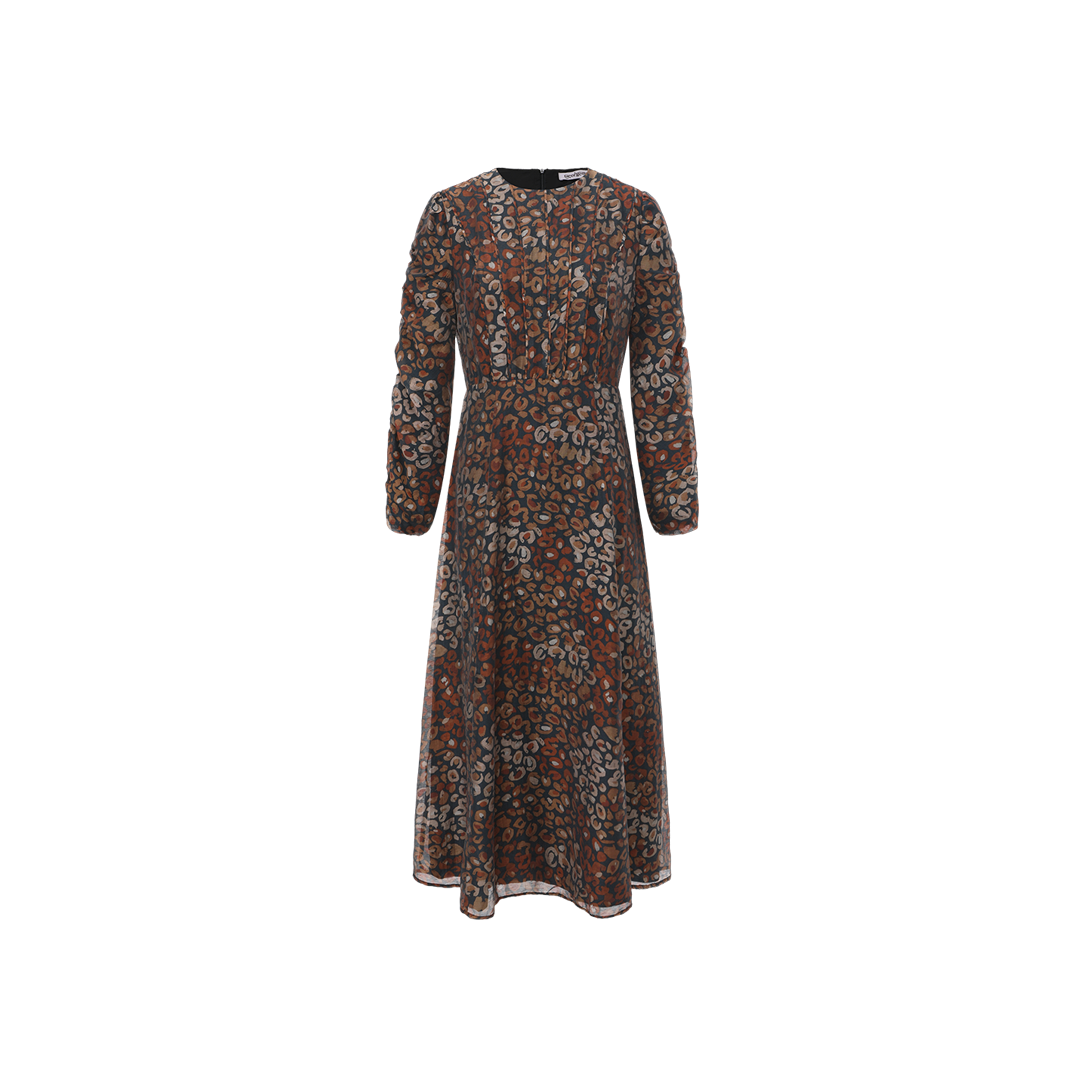 Ruched Sleeve Waisted Dress