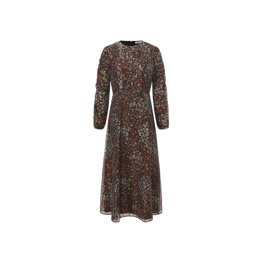 Ruched Sleeve Waisted Dress