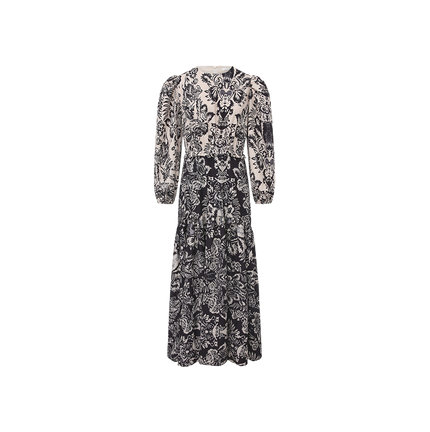 Trumpet Midi Puff Sleeve Dress