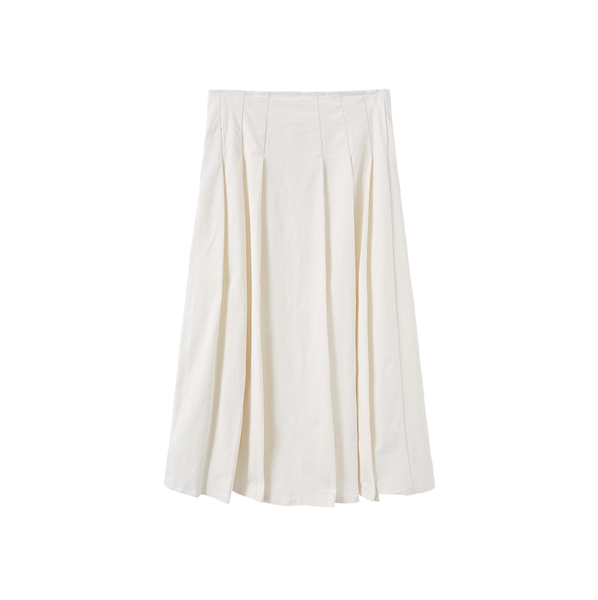 Corduroy Combo Pleated Skirt