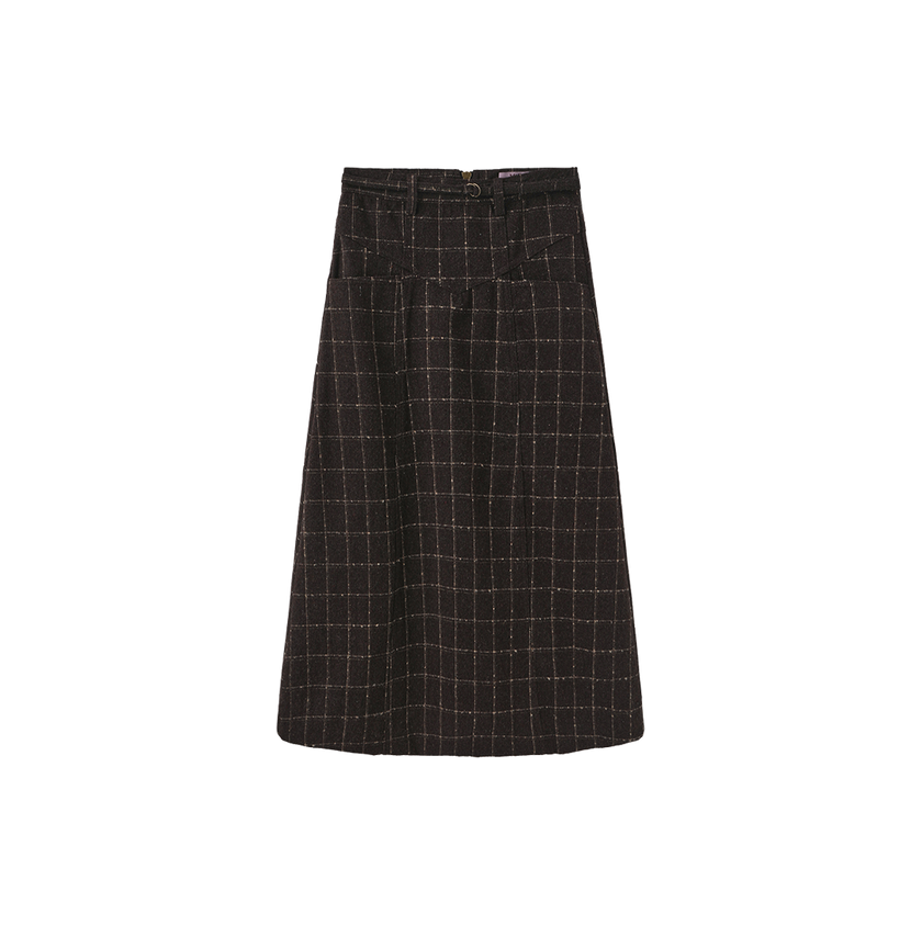 Wool Aline Seam Detail Skirt