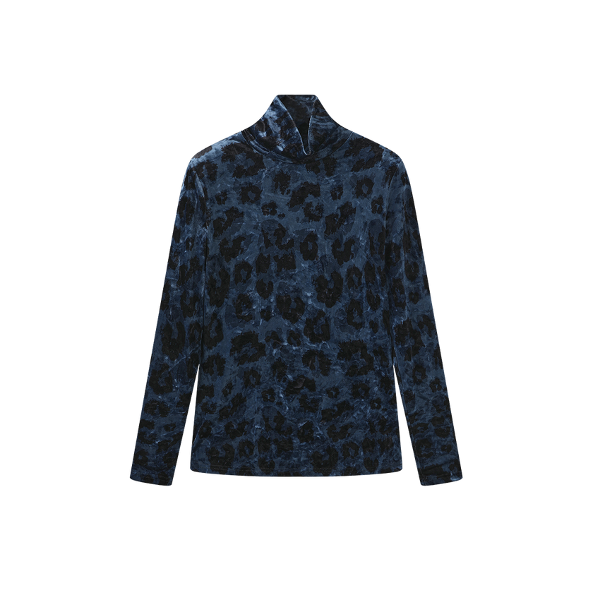 Velour Lepoard Turtleneck