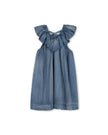Denim V-Neck Ruffle Collar Jumper