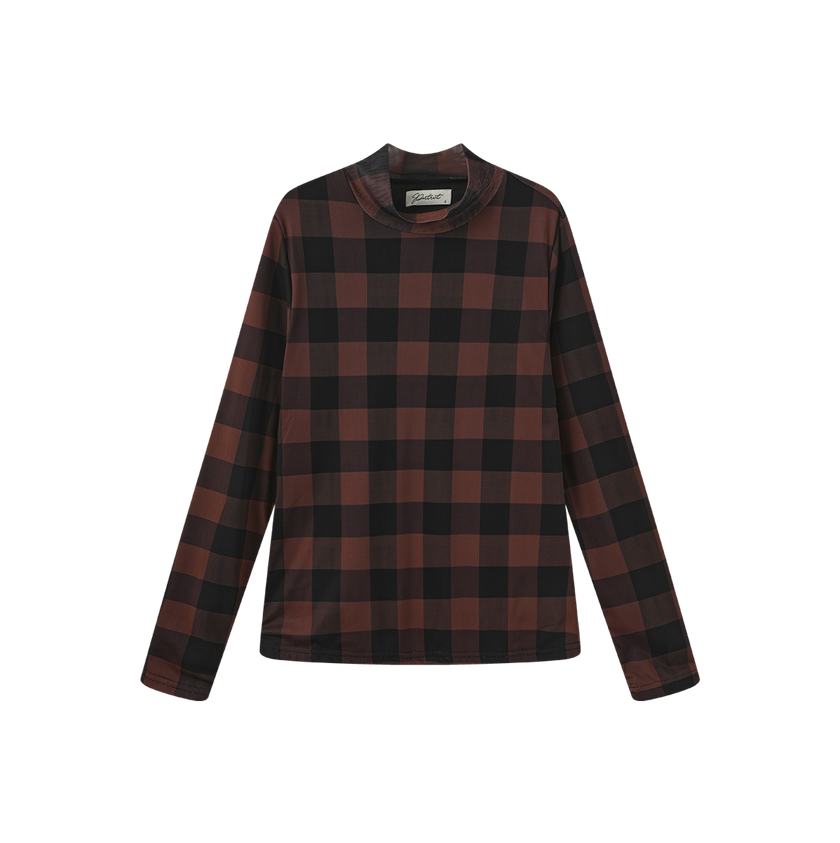 Mesh Multi Plaid Turtleneck