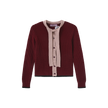 Cotton Ribbed Neck Bow Cardigan