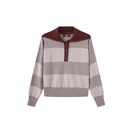 Stripe Contrast Collar Knit Sweater