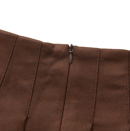 Pebbled Leather Pleated Skirt